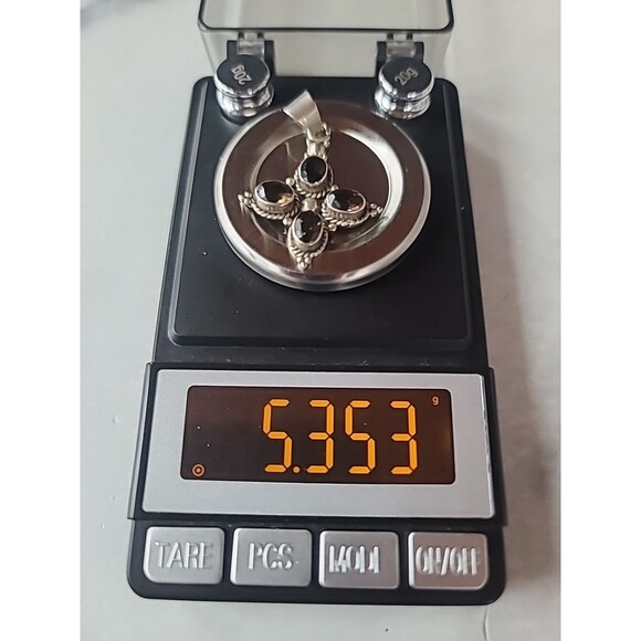 925 Sterling Silver Smoky Quartz Pendant Vintage - Picture 10 of 10